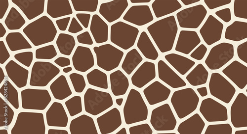 A seamless pattern of giraffe print with brown spots on a cream background.
