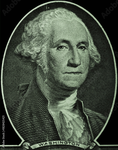 US president George Washington face portrait on the USA one dollar note