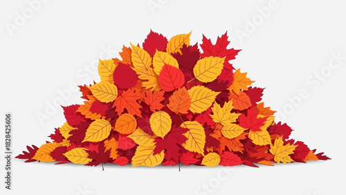 A vibrant pile of colorful autumn leaves, showcasing a variety of shapes and hues.