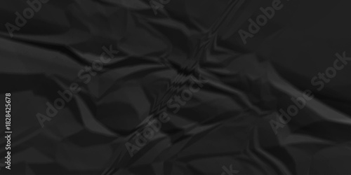 Black crumpled paper background texture pattern overlay. crinkled wrapper rumple wrinkled high resolution arts craft and Seamless black crumpled paper.	