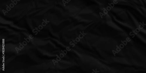 Black crumpled paper background texture pattern overlay. crinkled wrapper rumple wrinkled high resolution arts craft and Seamless black crumpled paper.	