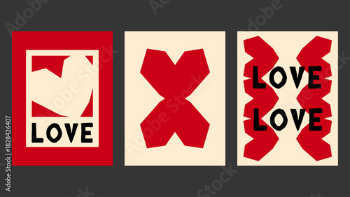 Edgy Valentine’s Day poster with bold love typography and soft grunge texture. Modern romantic wall decor with minimal shapes and raw aesthetic perfect for trendy interiors.