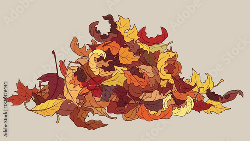 A pile of colorful autumn leaves in various shades of red, orange, yellow, and brown, illustrating the beauty of fall.