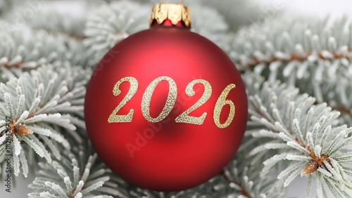 Glossy Red Christmas Bauble 2026 Macro