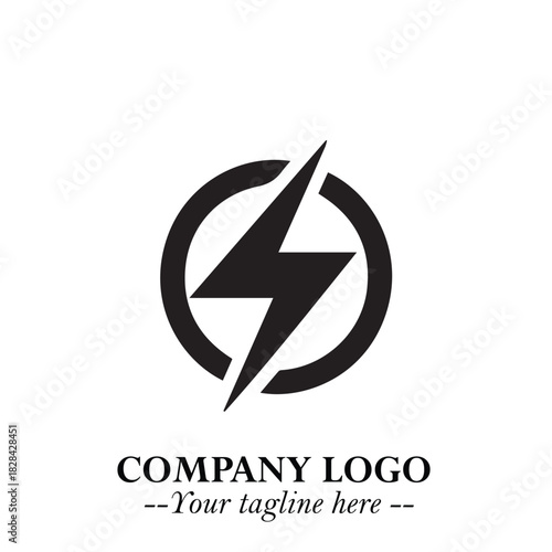 Sleek Electrical Logo Symbol on a Clean White Background for Modern Branding Design Elements Art