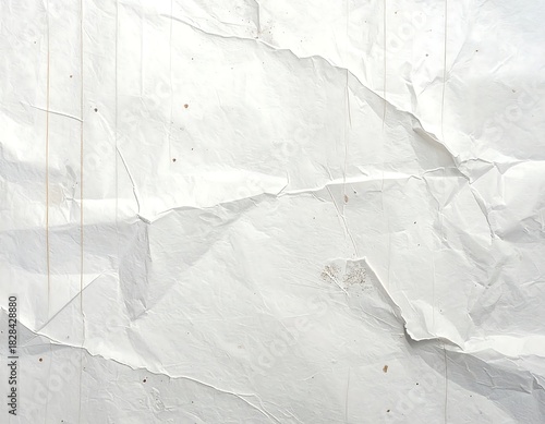 Close-up of crumpled white paper with visible creases and tears