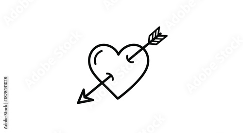 Simple outline drawing of a heart pierced by an arrow, representing love or romance.