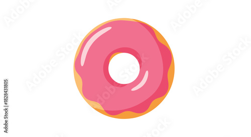 A delicious doughnut with pink frosting and sprinkles on a white background is a tasty treat for anyone with a sweet tooth.