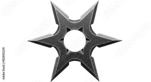 Six-pointed shuriken throwing star isolated PNG, ninja weapon for martial arts and combat sports on transparent background