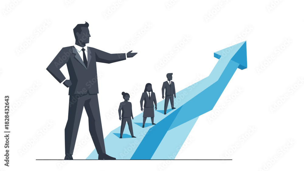 Fototapeta premium Minimalist Line-Art Corporate Business Activity Illustration