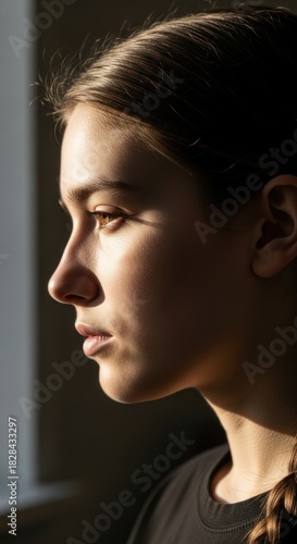 portrait of a woman side pose with reflection of sunlight