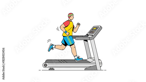 Man Running on Treadmill for Fitness and Exercise, Indoor Workout, Staying Healthy