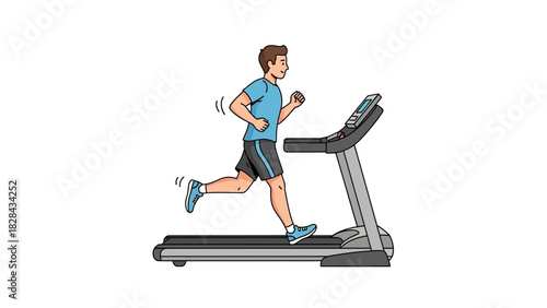 Fitness Forward Man Exercising on Treadmill, Achieving Health and Wellness