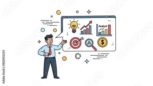 Business Growth Strategy and Financial Analysis with Data Visualization Icons