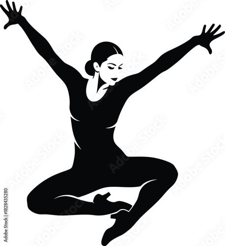 Silhouette of a woman dancing dynamically