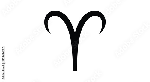 Aries Zodiac Sign Symbolic Representation Minimalist Design in Black and White Perfect for Astrology and Horoscope Related Projects Applications and Design