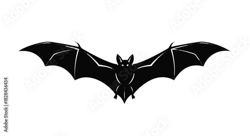 Bat silhouette flying with outstretched wings a nocturnal creature with glowing eyes in darkness perfect for Halloween designs and spooky themed projects
