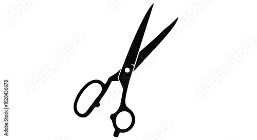 Professional Scissors Isolated on White Background for Hairdressing and Craft Projects Representing Precision Cutting and Design with Sleek Silhouette and Sharp Blades Perfect for Graphic Design