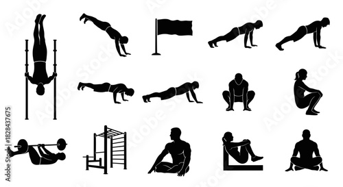 Powerful Calisthenics Silhouettes Showcasing Bodyweight Strength