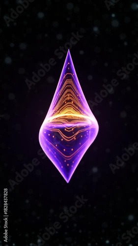 Deep Purple Ferrofluid Circuit Fluctuating and Condensing on Black Background
