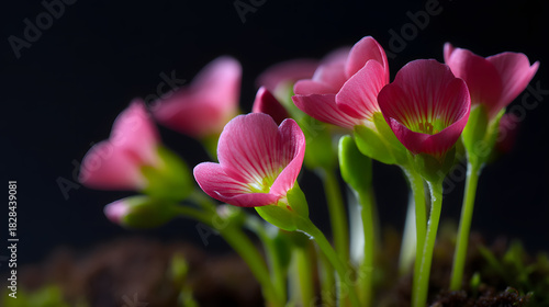 Wallpaper Mural Crimson Blossoms: Delicate pink blossoms emerge, their petals softly lit, creating a scene of tranquil beauty against a dark backdrop. Torontodigital.ca