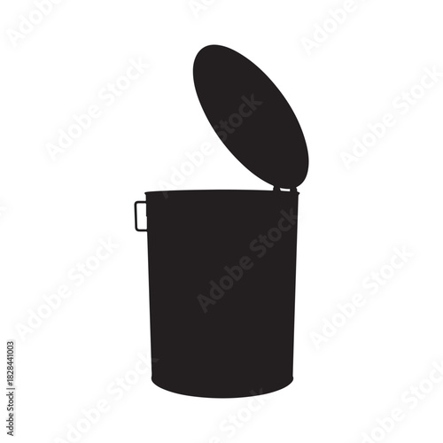 Black Plastic trash can isolated container object