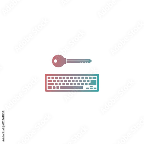 Digital Key and Keyboard Icon for Online Security and Access
