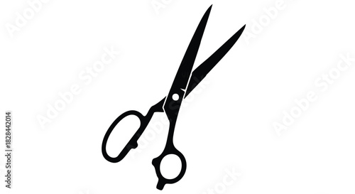 Classic open scissors isolated on white background in black silhouette style ready for creative design and professional cut services ideal for beauty salons
