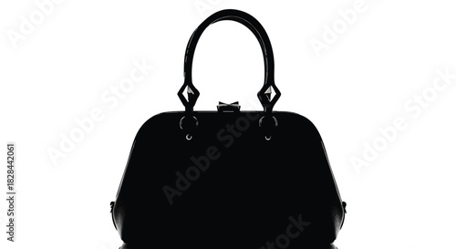 Elegant black handbag on a white background with a retro design evoking sophistication and style highlighting fashion accessories for the modern woman