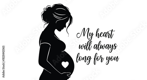 Elegant Silhouette of a Pregnant Woman with Loving Quote for Motherhood and Expecting Parents Project Celebrating New Life and Joyful Family Moments