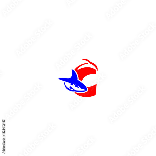 A dynamic shark logo in a sleek sliding motion, artistically forming an alphabet letter. Perfect for sports teams, water brands, mascots, marine themes, and strong, energetic visual identities.