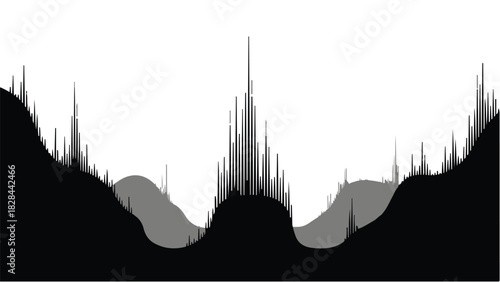 Abstract sound wave visualization with dark peaks and valleys