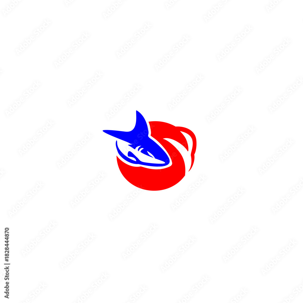 Obraz premium A dynamic shark logo in a sleek sliding motion, artistically forming an alphabet letter. Perfect for sports teams, water brands, mascots, marine themes, and strong, energetic visual identities.