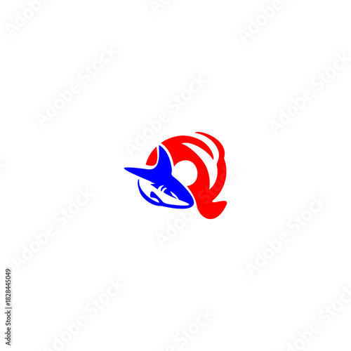 A dynamic shark logo in a sleek sliding motion, artistically forming an alphabet letter. Perfect for sports teams, water brands, mascots, marine themes, and strong, energetic visual identities.