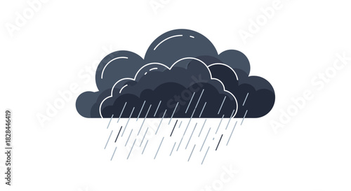 Stylized weather forecast illustration of a rain cloud in shades of gray and white