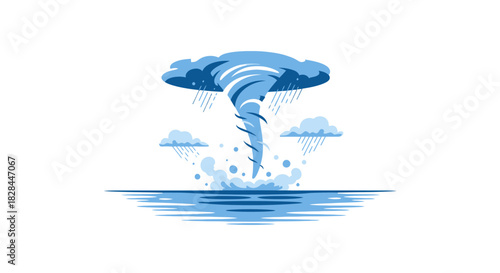 Stylized waterspout illustration with dynamic swirling motion against a white background