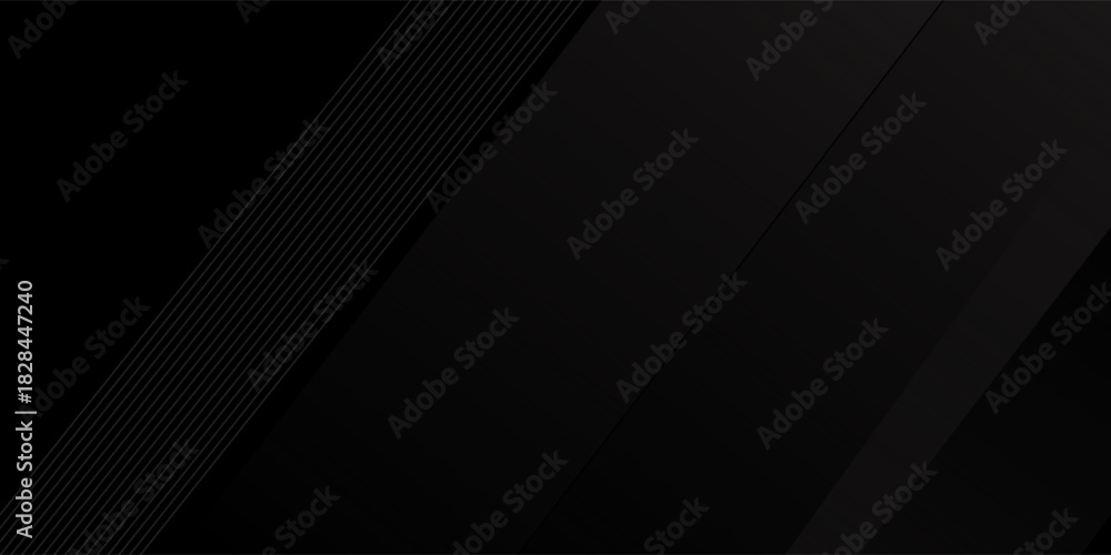 Obraz premium Quality Black abstract background design. Modern wavy line pattern (guilloche curves) in monochrome colors. Premium stripe texture for banner, business backdrop. Dark horizontal design