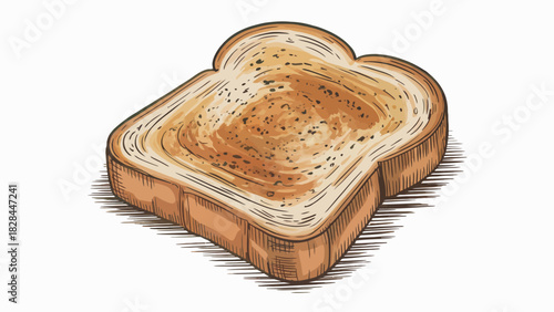 Delicious toasted bread slice illustration for breakfast or snack with golden color and detailed texture for food blog