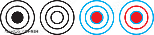 Target collection Icons  Different Vector set,Targets different shapes and color. Archery target business concept, Target goal icon  Archery target with arrow on transparent,
