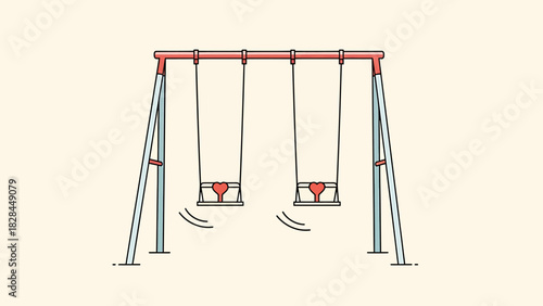 Illustration of a Swing Set with Two Swings in Motion.