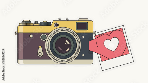 Vintage Camera with Heart Photo - Capturing Love and Memories.