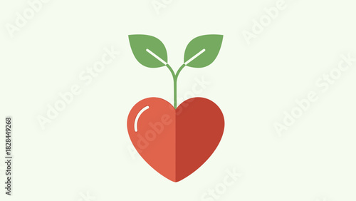 Heart with Sprout - Symbol of Growth, Love, and New Beginnings.