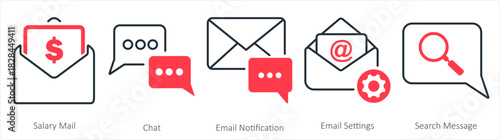 A set of 5 business icon as salary mail, chat, email notification