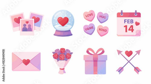 Valentines Day Icons - Love, Hearts, Gifts, and Romance.