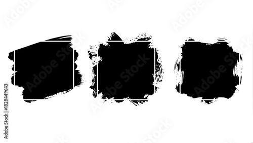 Brushstroke ink square frames set