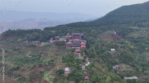 Wallpaper Mural Fenghuang Temple Aerial View, Dazhou Sichuan Mountains Torontodigital.ca