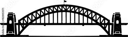 iconic Sydney Harbour Bridg silhouette vector illustration