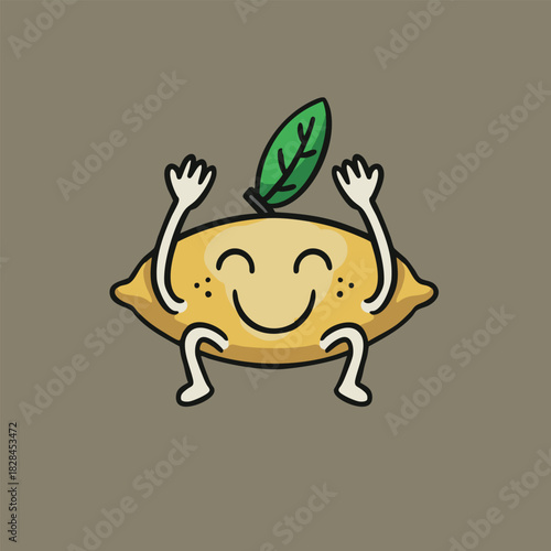 lemonade cartoon character smiling rising hand like good vibing