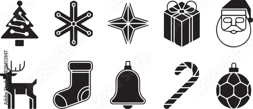 Minimalist Holiday and Winter Vector Icons Collection