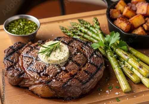 Wallpaper Mural Juicy ribeye steak with asparagus and roasted potatoes Torontodigital.ca